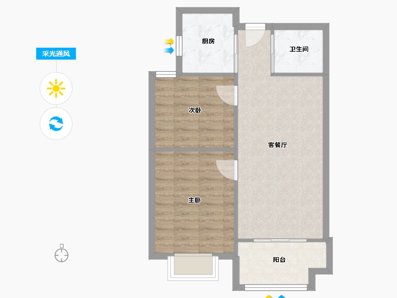 浙江省-宁波市-骆城华苑-60.00-户型库-采光通风