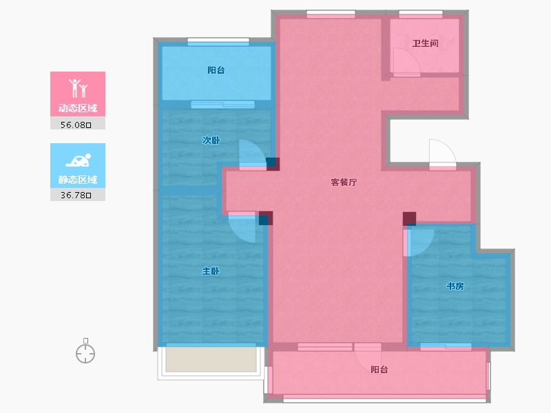 辽宁省-沈阳市-志城中央公园铂翠园-103.20-户型库-动静分区