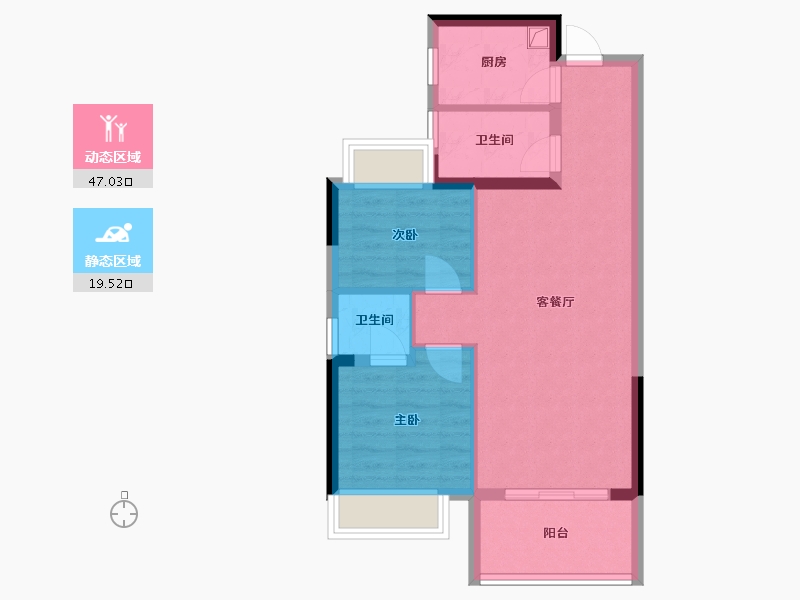 湖北省-襄阳市-嘉地利达璞园-59.20-户型库-动静分区