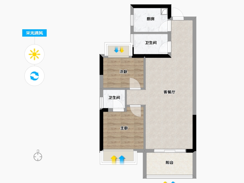 湖北省-襄阳市-嘉地利达璞园-59.20-户型库-采光通风