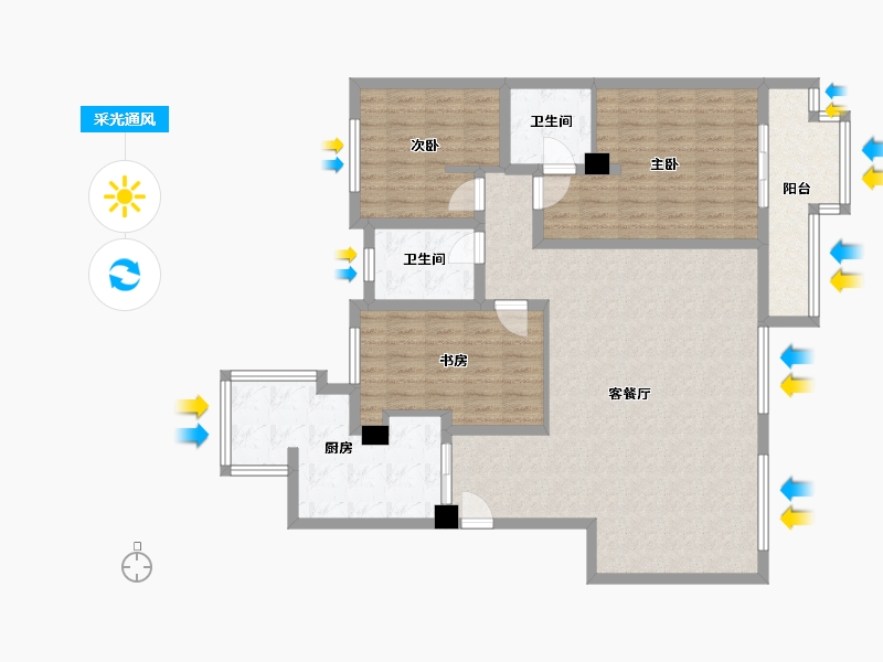 上海-上海市-阳光威尼斯-一期-130.00-户型库-采光通风