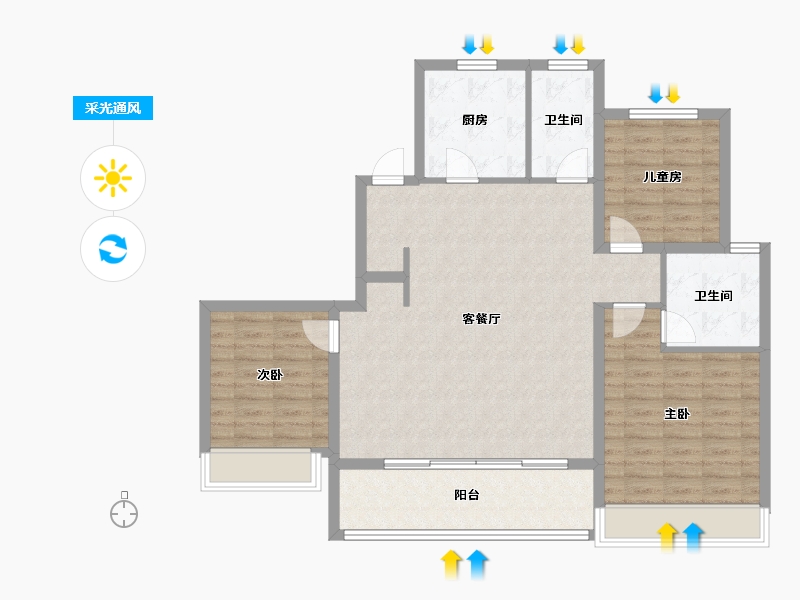 浙江省-温州市-金茂悦-105.60-户型库-采光通风