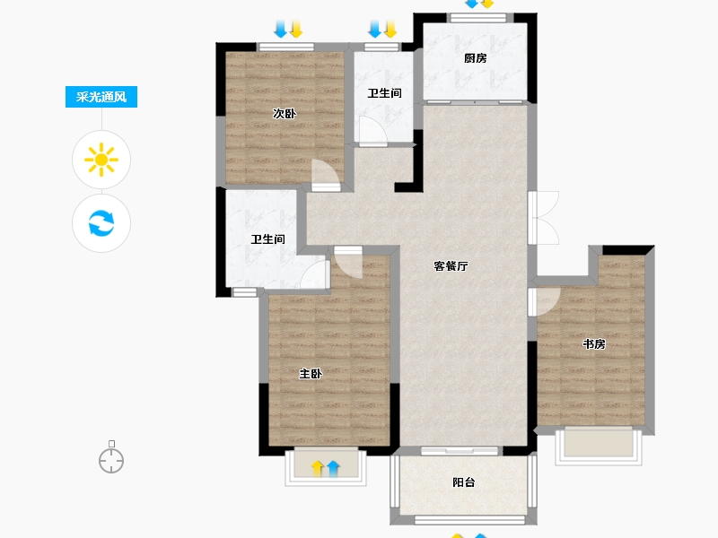 江苏省-徐州市-东方帝景城-102.00-户型库-采光通风