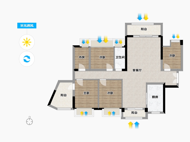 河南省-焦作市-瀚北苑-107.20-户型库-采光通风