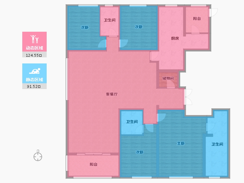 湖北省-武汉市-首开华侨城金茂东湖金茂府-195.20-户型库-动静分区