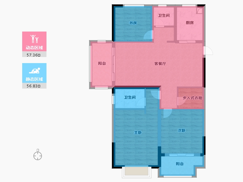 江苏省-淮安市-香格里拉紫竹兰庭-102.39-户型库-动静分区