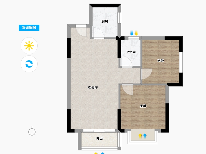 广西壮族自治区-北海市-国际新城-60.00-户型库-采光通风