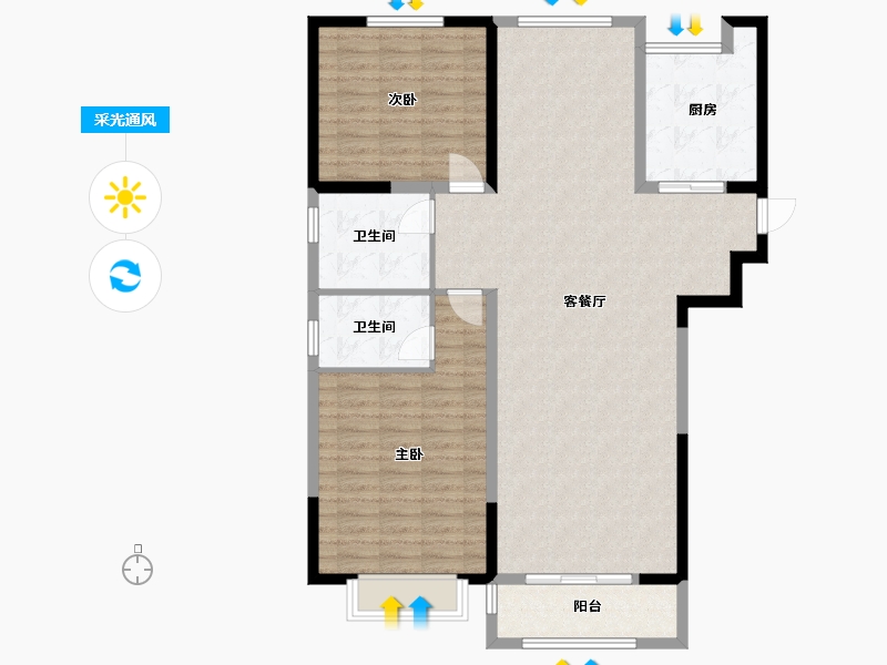 山西省-长治市-合富紫珑府-108.00-户型库-采光通风