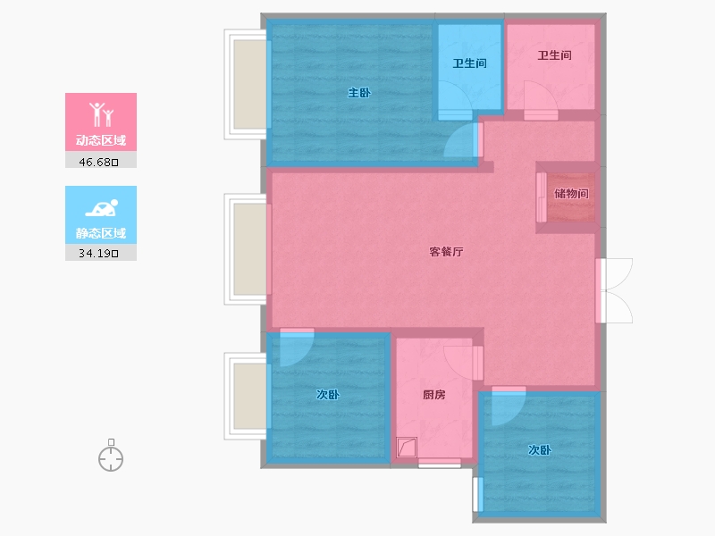 山西省-大同市-兴云国际揽御-86.40-户型库-动静分区