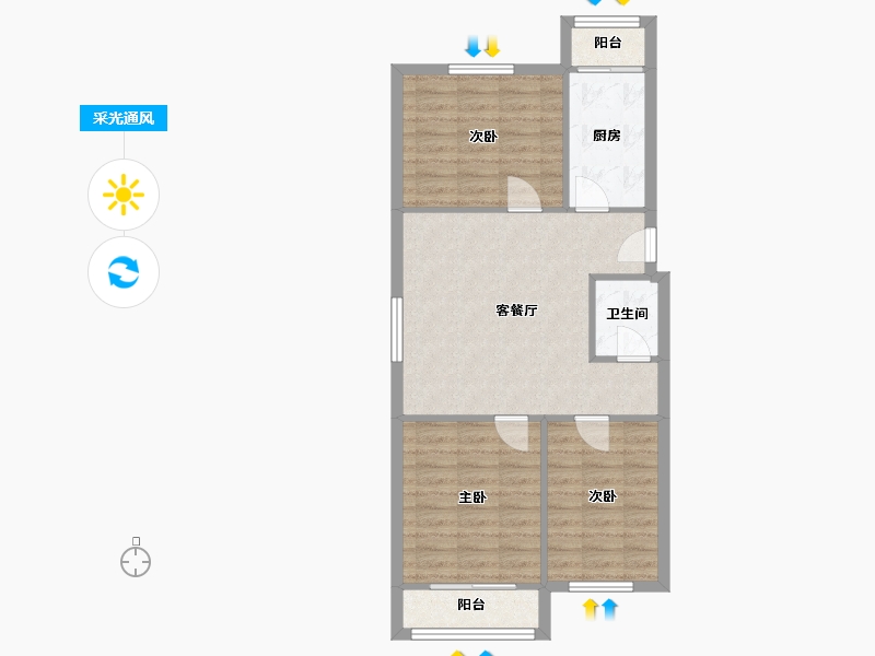 北京-北京市-裕祥花园-92.00-户型库-采光通风