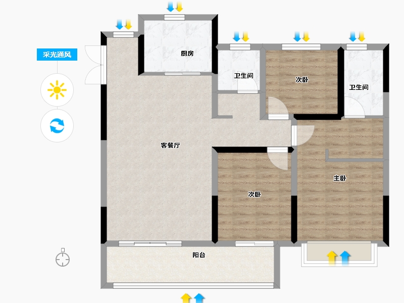 河北省-邢台市-天一湾-102.81-户型库-采光通风