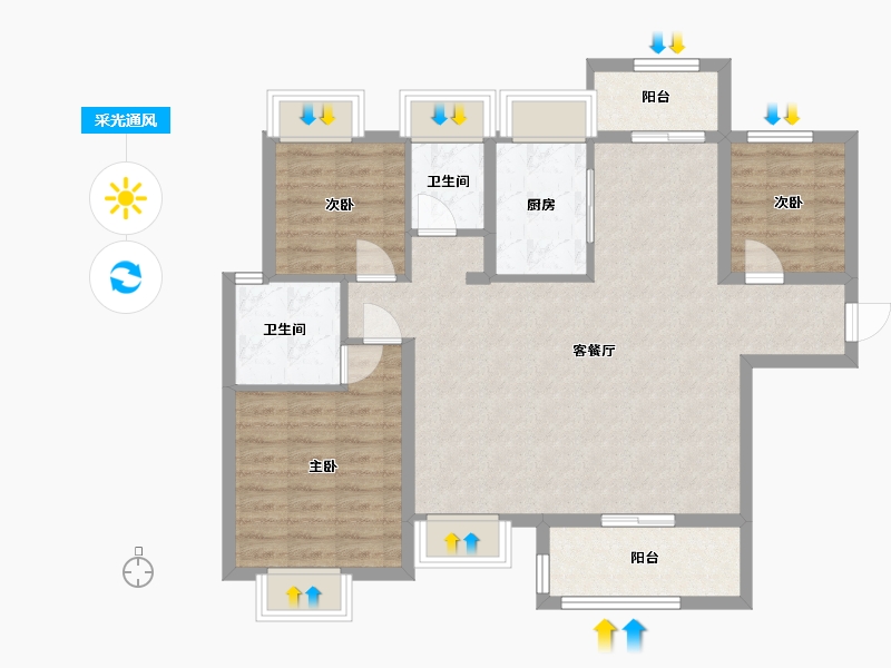 广东省-江门市-铁建城-93.60-户型库-采光通风