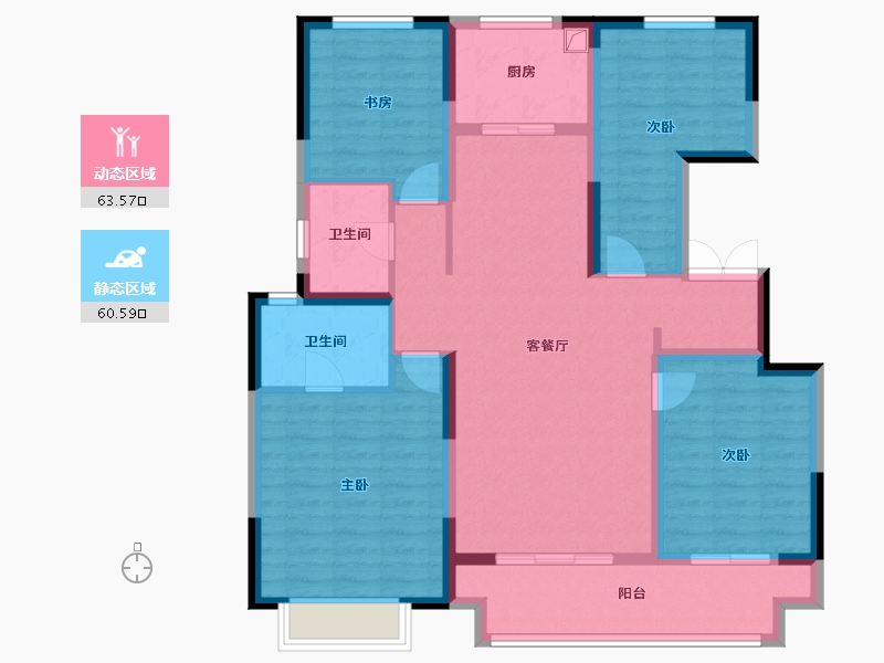 陕西省-西安市-大华曲江樾玺-124.81-户型库-动静分区