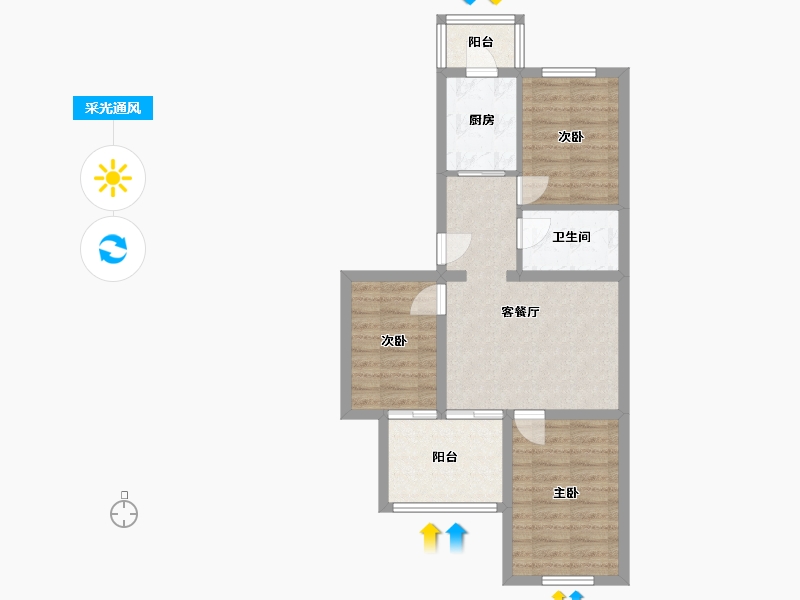 北京-北京市-滨河西里-中区-72.00-户型库-采光通风