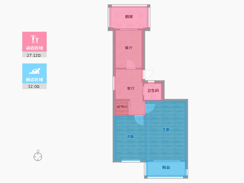 山东省-烟台市-大海阳南街-60.00-户型库-动静分区