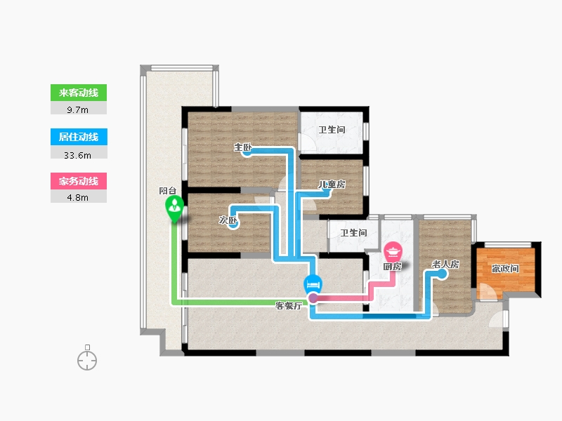 湖南省-永州市-滨江壹号-132.00-户型库-动静线