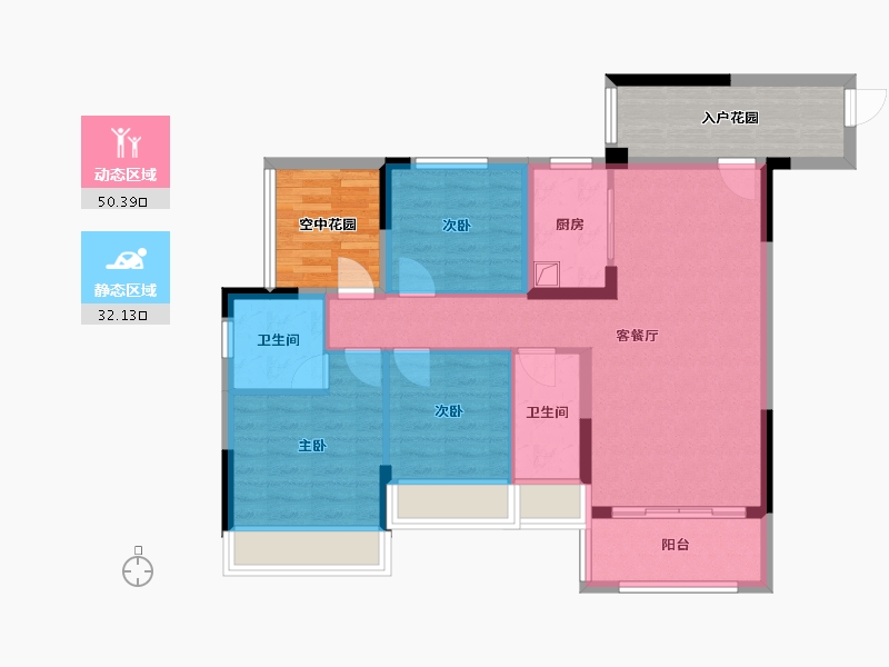 湖南省-郴州市-楚鑫顺熙园-87.20-户型库-动静分区