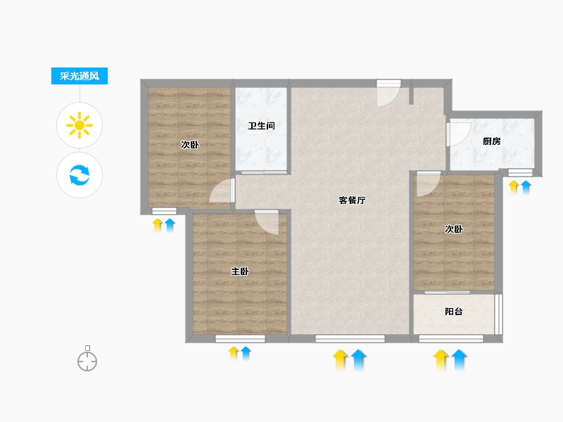 山东省-临沂市-金雀新城-B区-95.98-户型库-采光通风