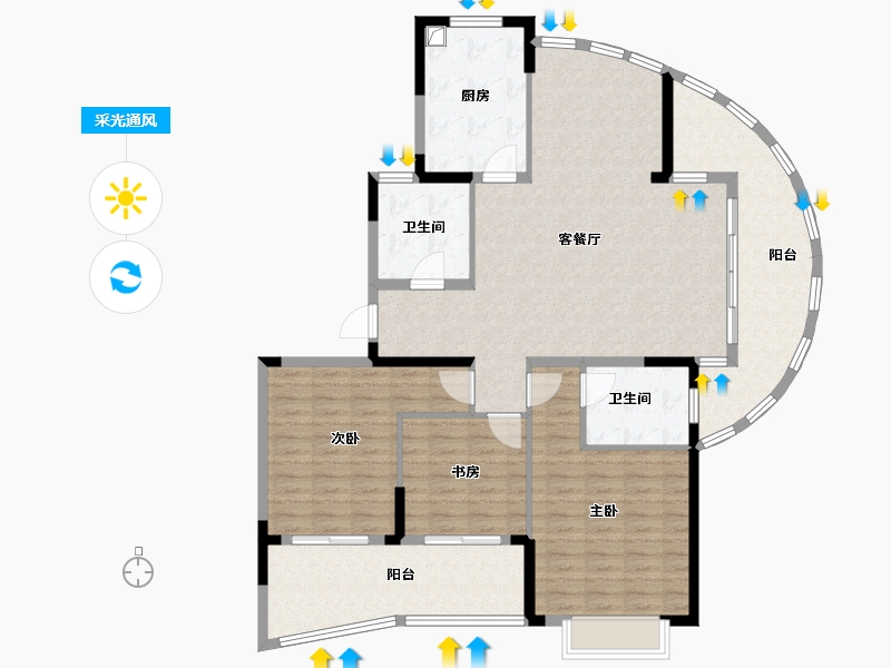 浙江省-杭州市-枫华府第-137.00-户型库-采光通风