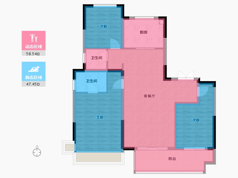 陕西省-延安市-荣民国宾府公园里-100.17-户型库-动静分区