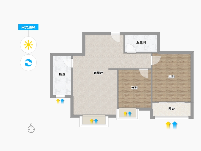 河北省-石家庄市-文庭雅苑-67.94-户型库-采光通风