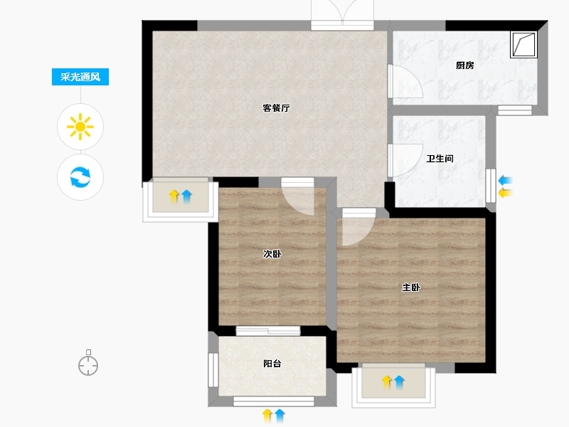 河南省-郑州市-府苑公寓（医府苑专家公寓）-59.20-户型库-采光通风