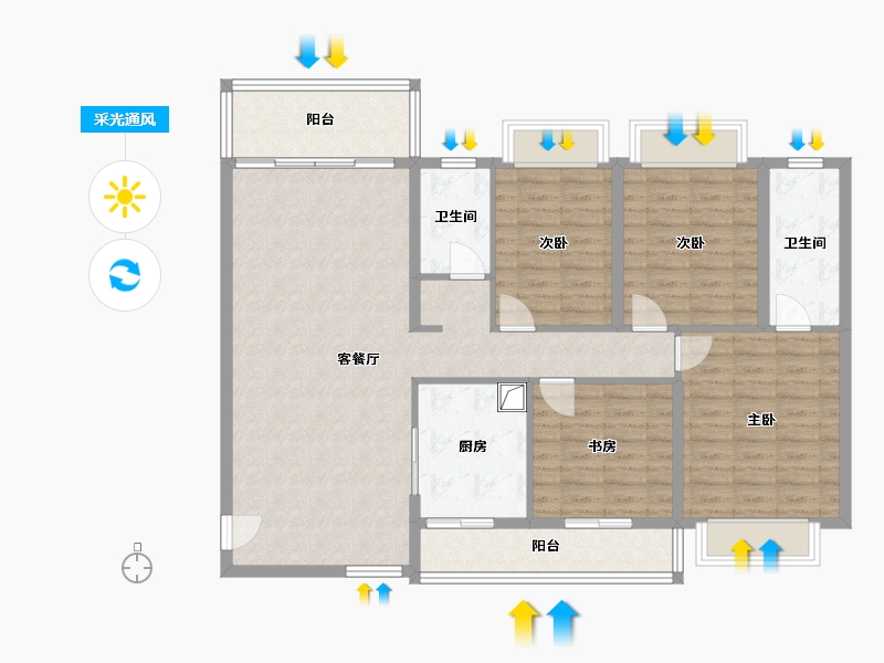 广西壮族自治区-柳州市-融协·幸福里-128.00-户型库-采光通风