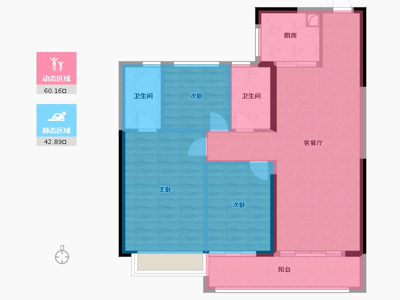 陕西省-西安市-碧桂园锦里-93.60-户型库-动静分区