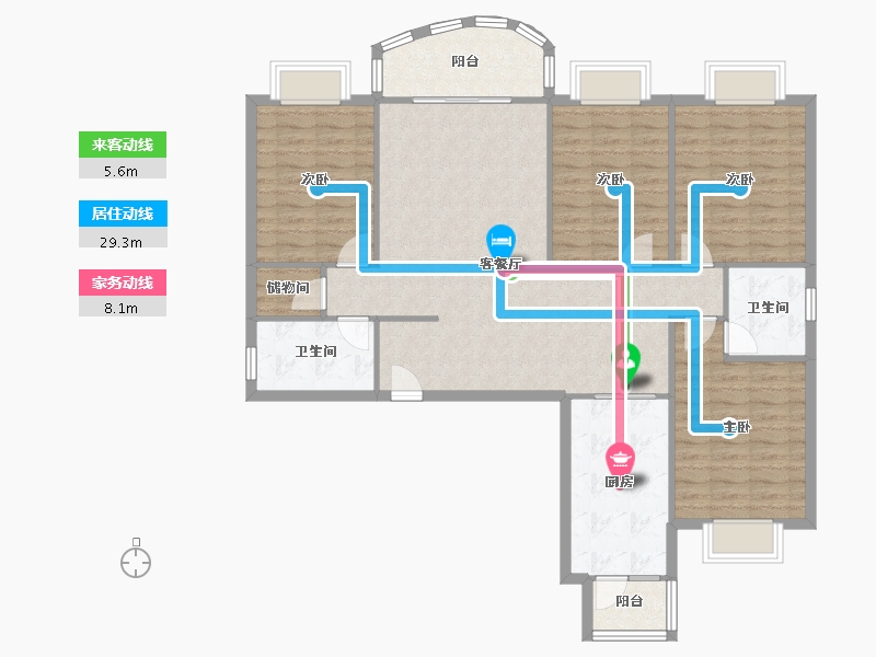 河南省-郑州市-府苑公寓（医府苑专家公寓）-123.11-户型库-动静线