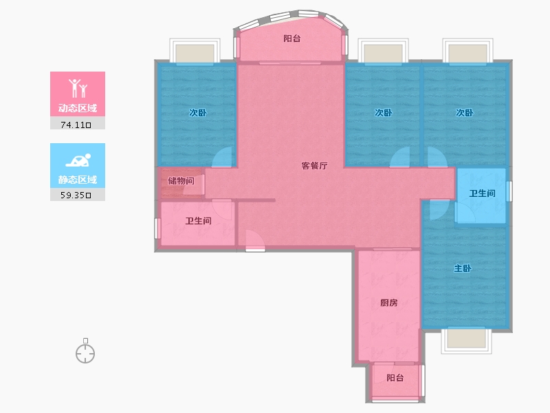 河南省-郑州市-府苑公寓（医府苑专家公寓）-123.11-户型库-动静分区