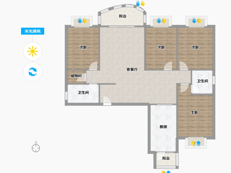 河南省-郑州市-府苑公寓（医府苑专家公寓）-123.11-户型库-采光通风