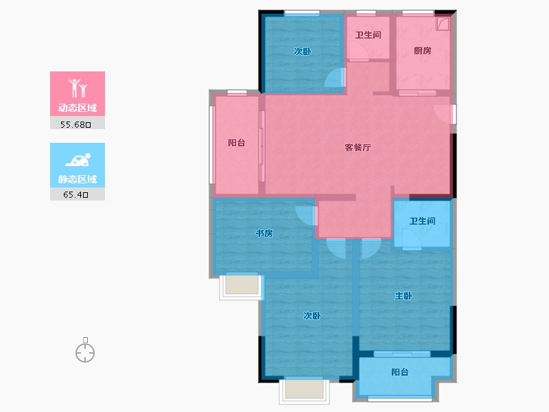 江苏省-淮安市-香格里拉紫竹兰庭-108.00-户型库-动静分区