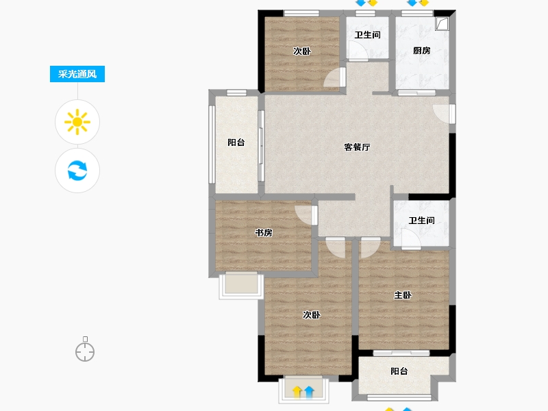 江苏省-淮安市-香格里拉紫竹兰庭-108.00-户型库-采光通风