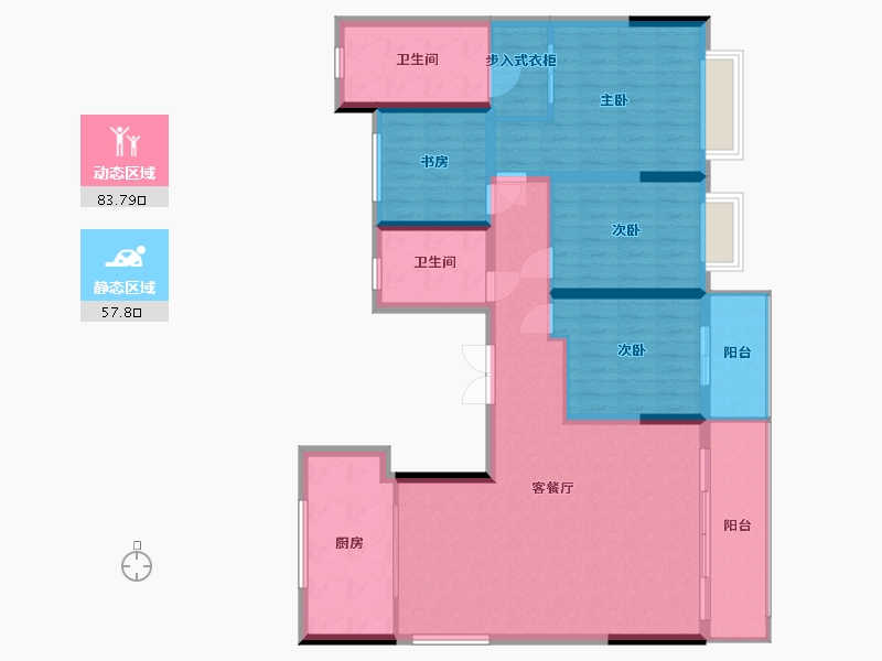 浙江省-宁波市-翡翠东方-131.88-户型库-动静分区