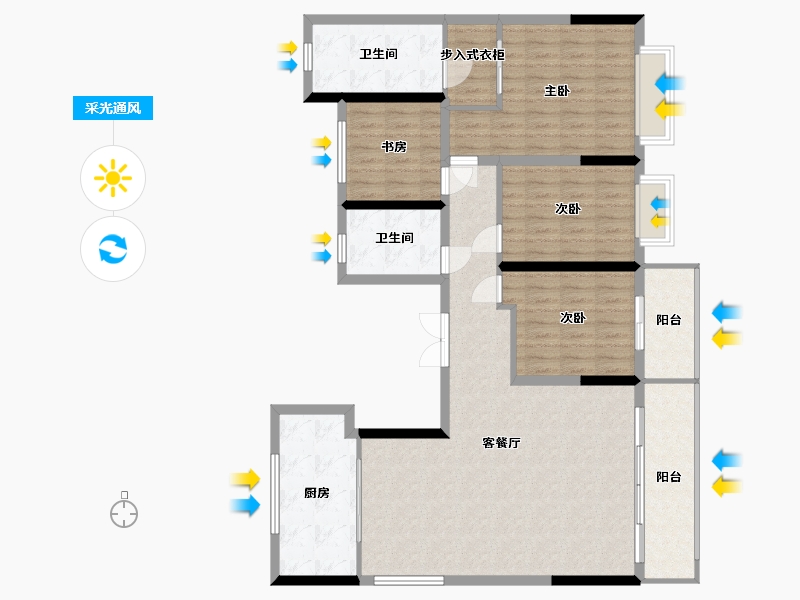 浙江省-宁波市-翡翠东方-131.88-户型库-采光通风