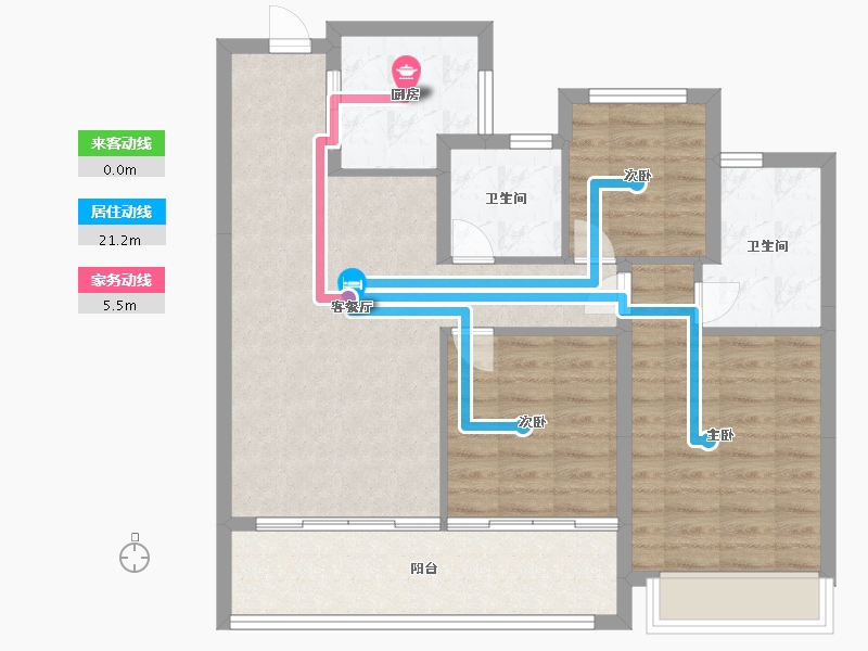 浙江省-杭州市-花曜里-87.00-户型库-动静线