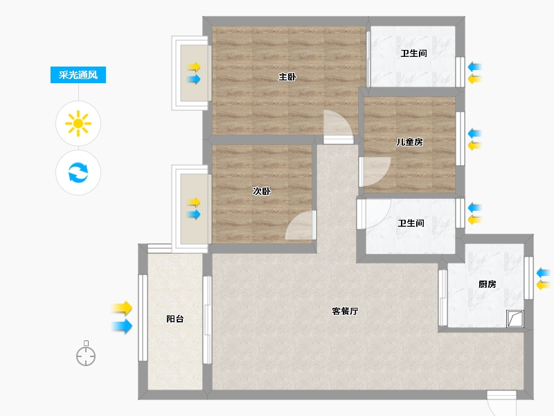 甘肃省-兰州市-万达城-80.00-户型库-采光通风