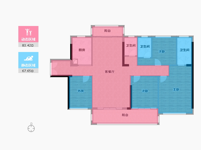 广东省-河源市-华丰国贸金湾-126.40-户型库-动静分区