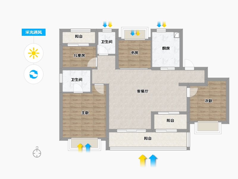 浙江省-温州市-金地都会壹号-113.60-户型库-采光通风