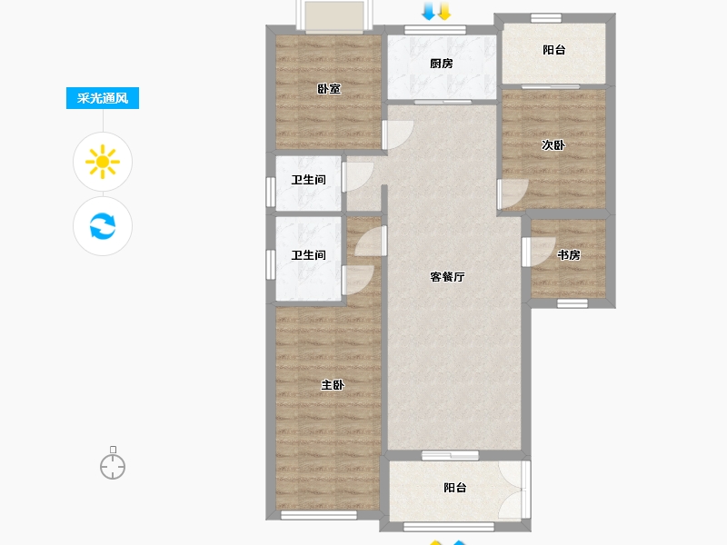 广东省-揭阳市-华润家园-120.00-户型库-采光通风