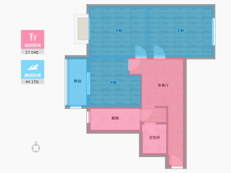 北京-北京市-交东小区-69.60-户型库-动静分区