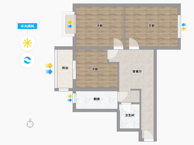 北京-北京市-交东小区-69.60-户型库-采光通风