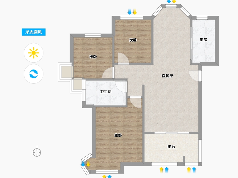 江苏省-苏州市-华辰嘉园-北区-78.40-户型库-采光通风