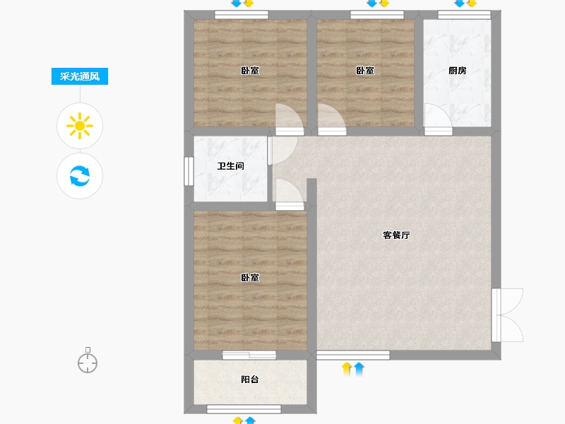 山西省-运城市-鸿鑫西花苑-87.42-户型库-采光通风