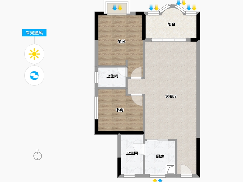 广东省-惠州市-金域华府-69.60-户型库-采光通风