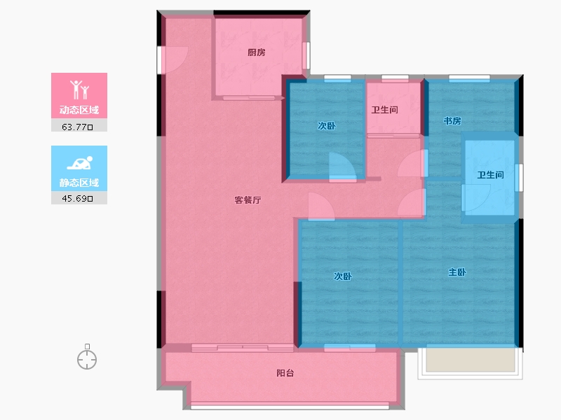 江苏省-淮安市-碧桂园宋都高铁小镇-98.40-户型库-动静分区