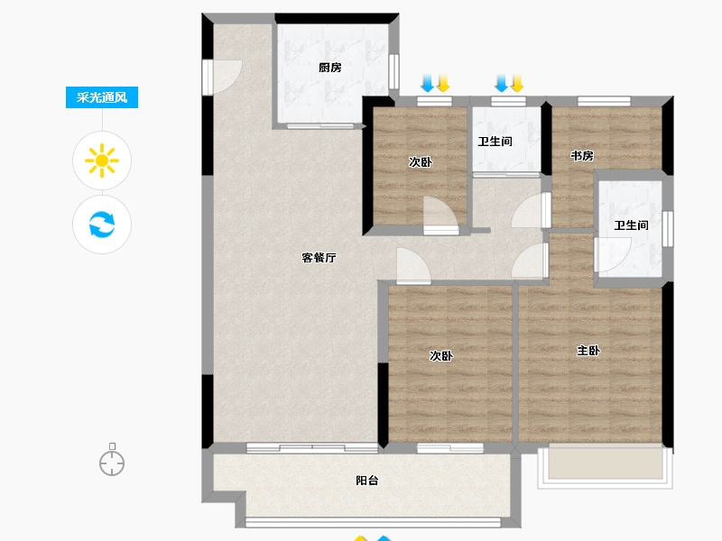 江苏省-淮安市-碧桂园宋都高铁小镇-98.40-户型库-采光通风