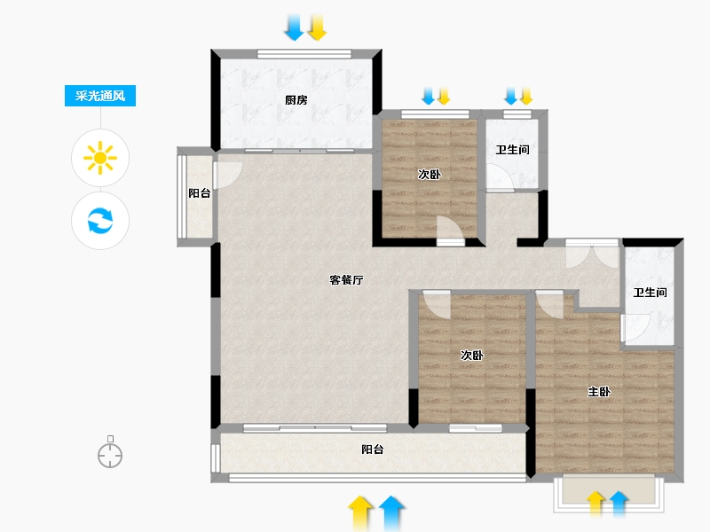 山东省-滨州市-九龙湖1号-137.60-户型库-采光通风