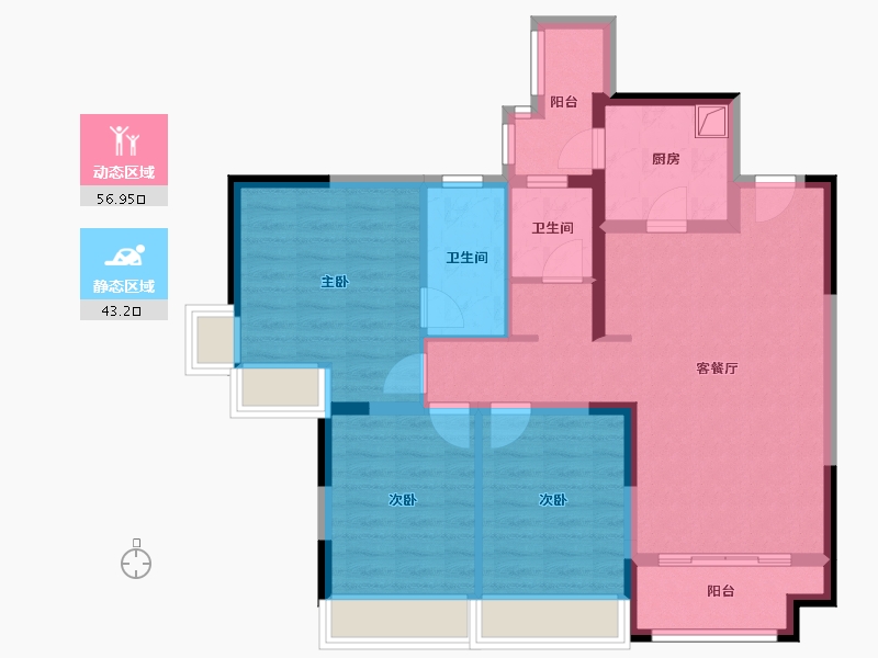 四川省-成都市-观澜9号-94.40-户型库-动静分区