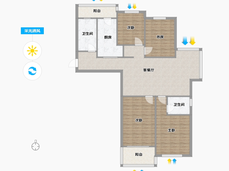 江苏省-无锡市-蠡溪苑-西区-118.00-户型库-采光通风